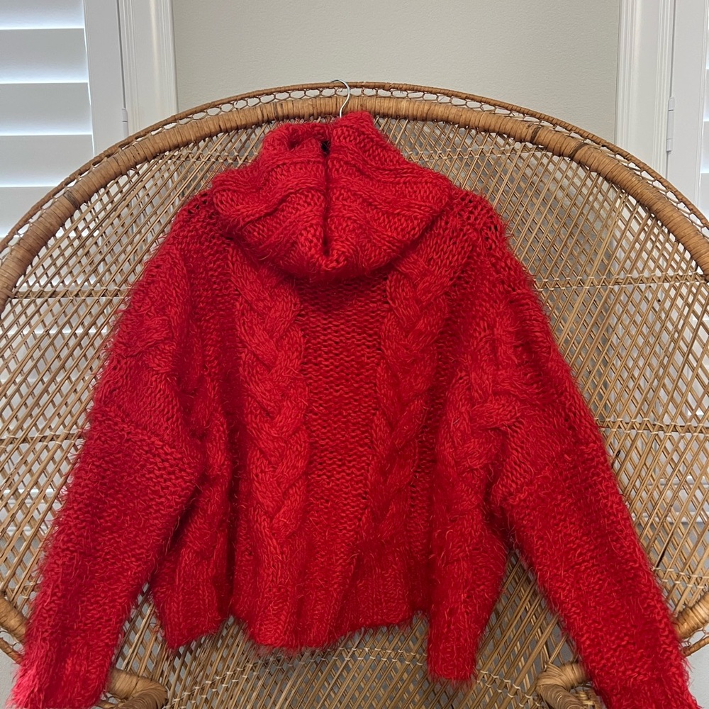 Cozy Red Cable Knit Sweater